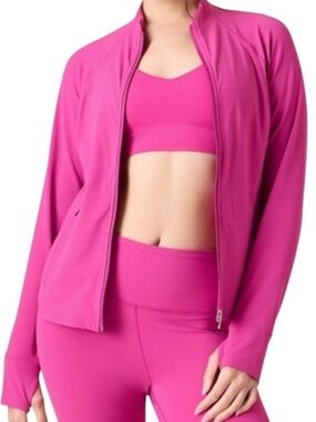 Athleta Salutation Jacket Zip up Size XL TALL In Iceplant Pink Style 657490